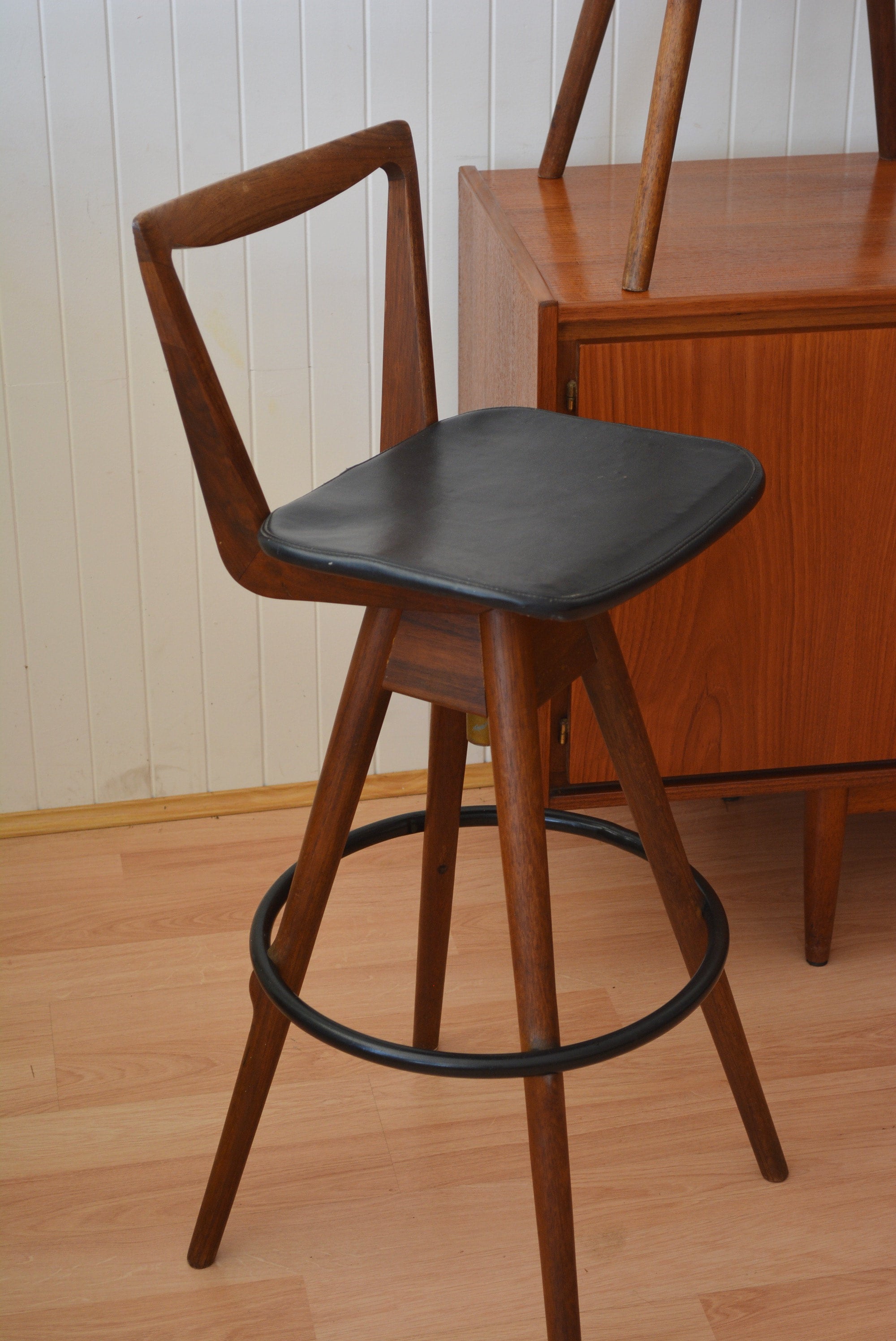 Set Of Two Original TH Brown Bar Stools Mid Century Avenue
